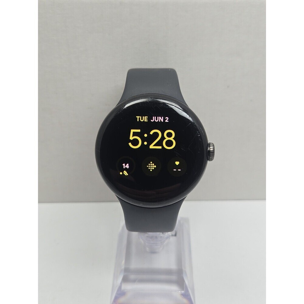 Google Pixel Watch 1st Gen GWT9R LTE 4G Black Smartwatch Fitbit Tested - Read